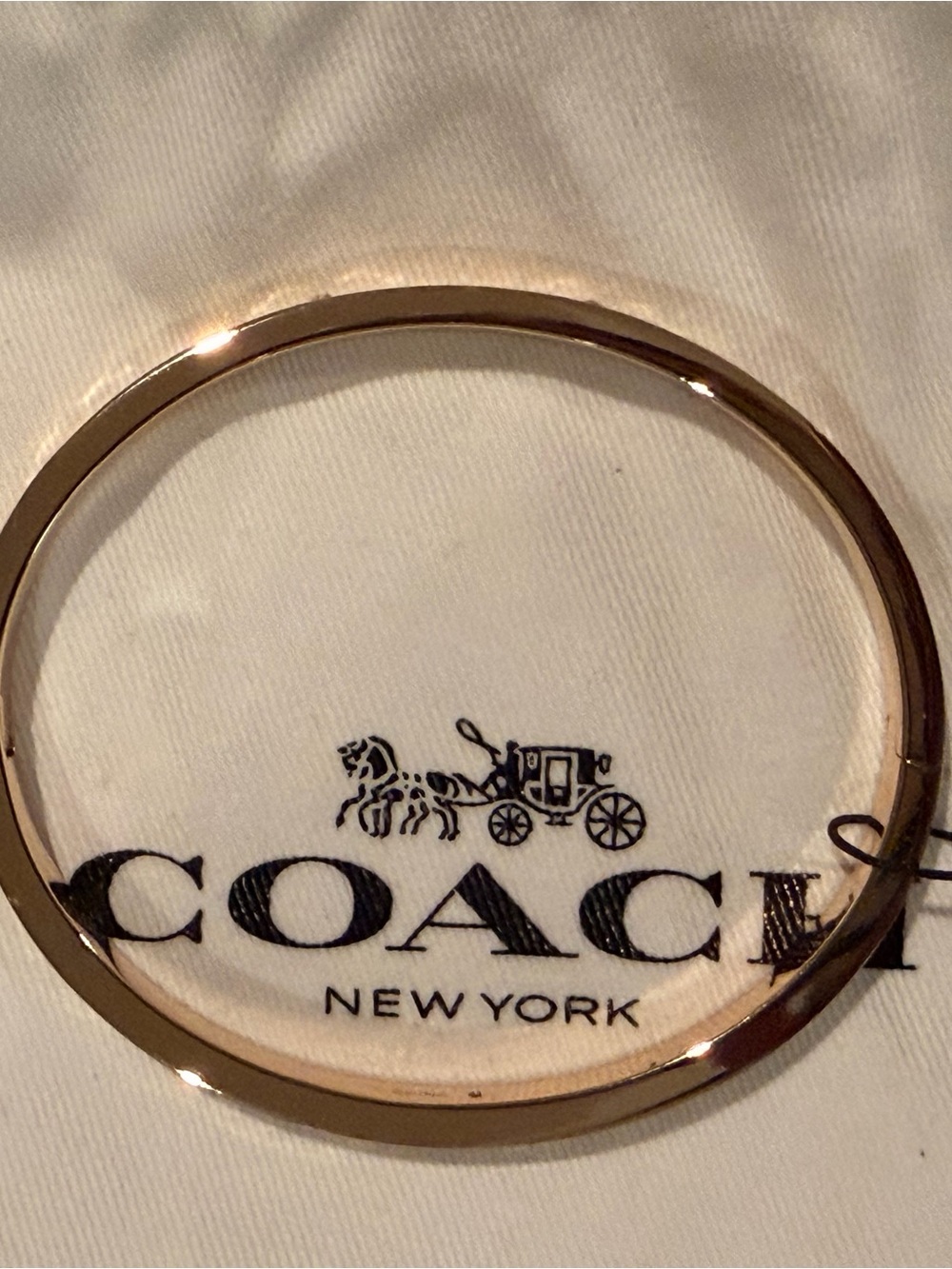 Coach Gold-Tone Signature Logo Crystal Bangle Bracelet - Picture 8 of 9